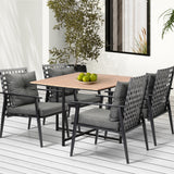 Livsip 5PCS Outdoor Dining Set Wood-plastic Table and Rattan Chairs