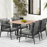 Livsip 5PCS Outdoor Dining Set Wood-plastic Table and Rattan Chairs - Top-Down View