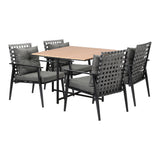 Livsip 5PCS Outdoor Dining Set Wood-plastic Table and Rattan Chairs