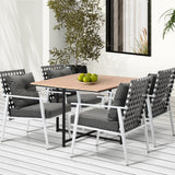 Livsip Outdoor Dining Set Rattan White Chairs Setting 5PC - Low Angle
