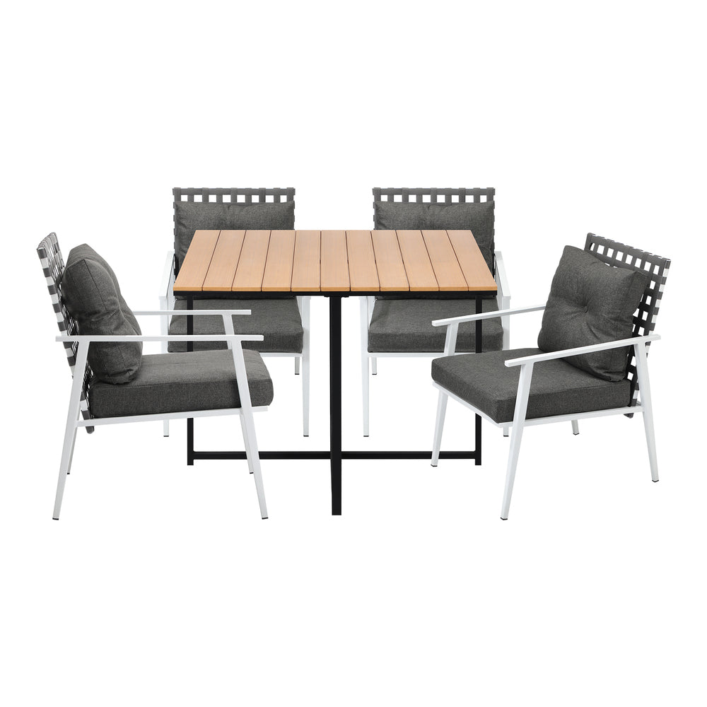 Livsip Outdoor Dining Set Rattan White Chairs Setting 5PC