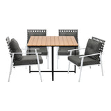 Livsip Outdoor Dining Set Rattan White Chairs Setting 5PC - Front View