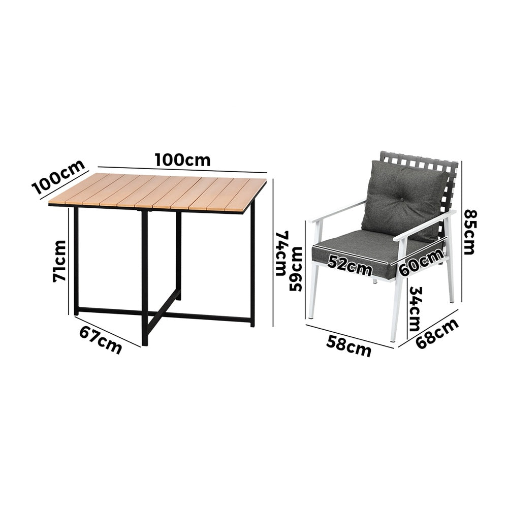 Livsip Outdoor Dining Set Rattan White Chairs Setting 5PC