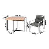 Livsip Outdoor Dining Set Rattan White Chairs Setting 5PC - Rear View