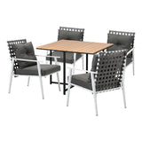 Livsip Outdoor Dining Set Rattan White Chairs Setting 5PC