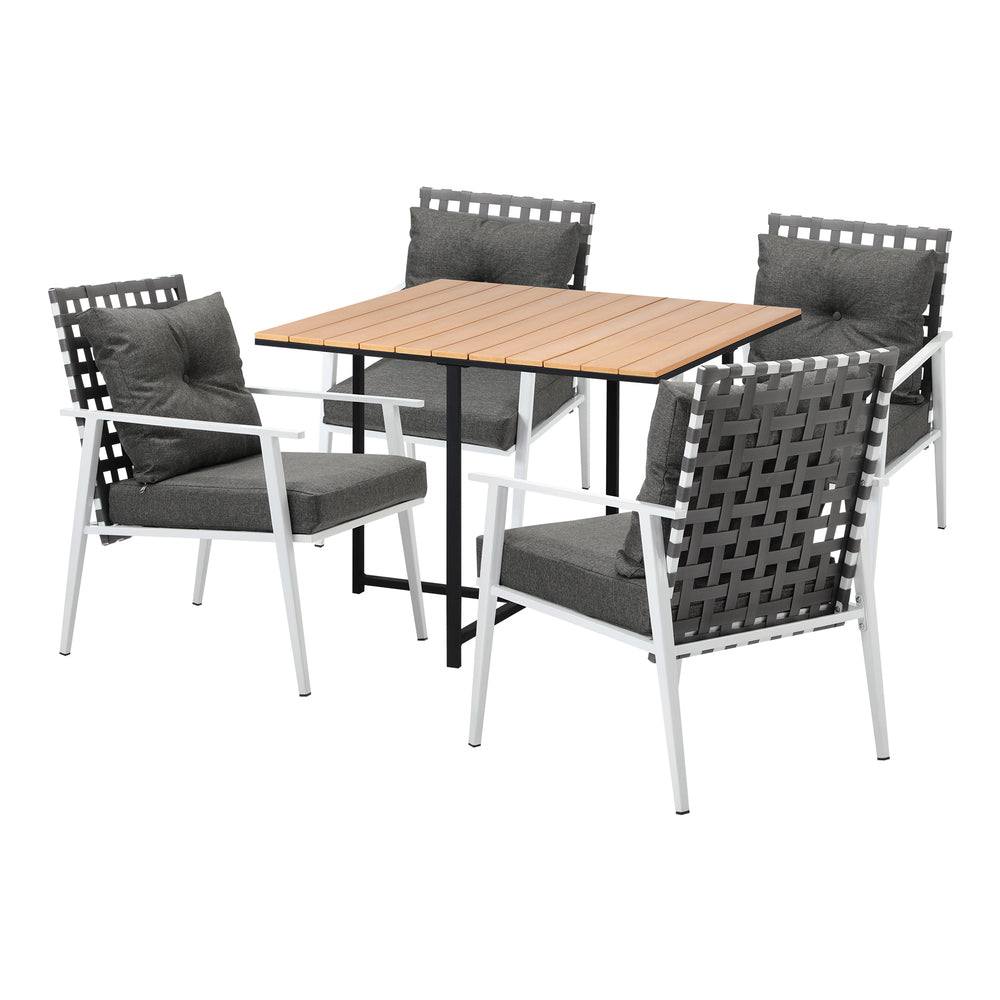 Livsip Outdoor Dining Set Rattan White Chairs Setting 5PC
