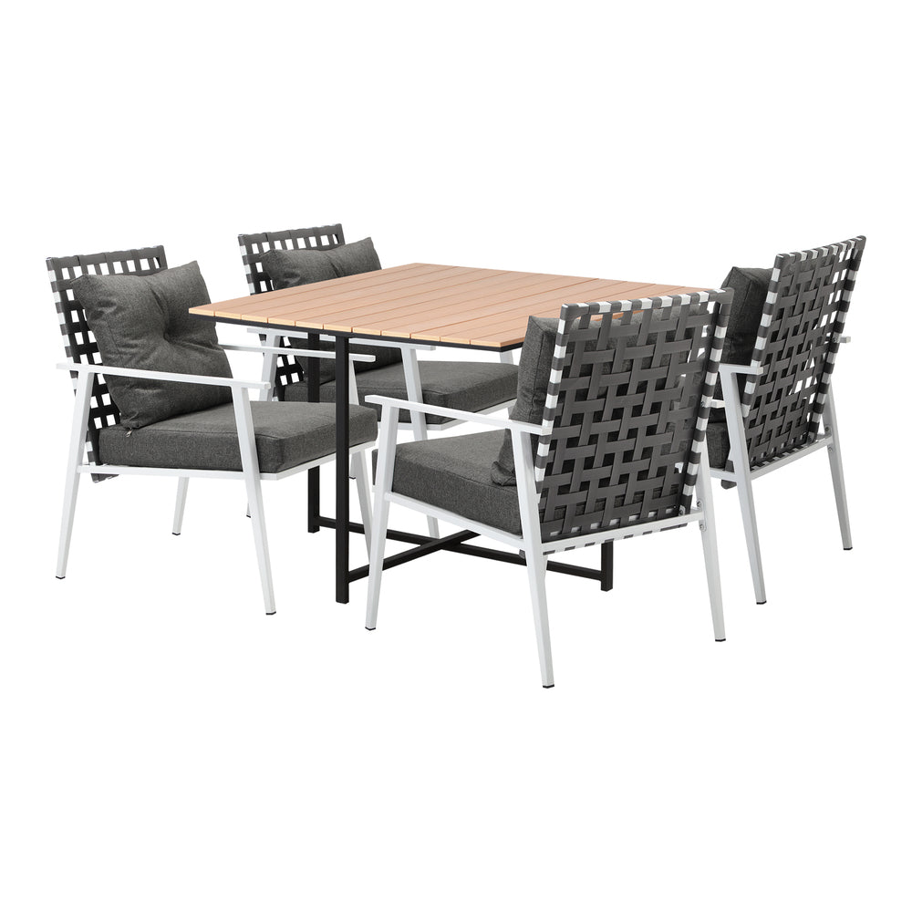 Livsip Outdoor Dining Set Rattan White Chairs Setting 5PC