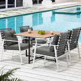 Livsip Outdoor Dining Set Rattan White Chairs Setting 5PC - 45-Degree Angle