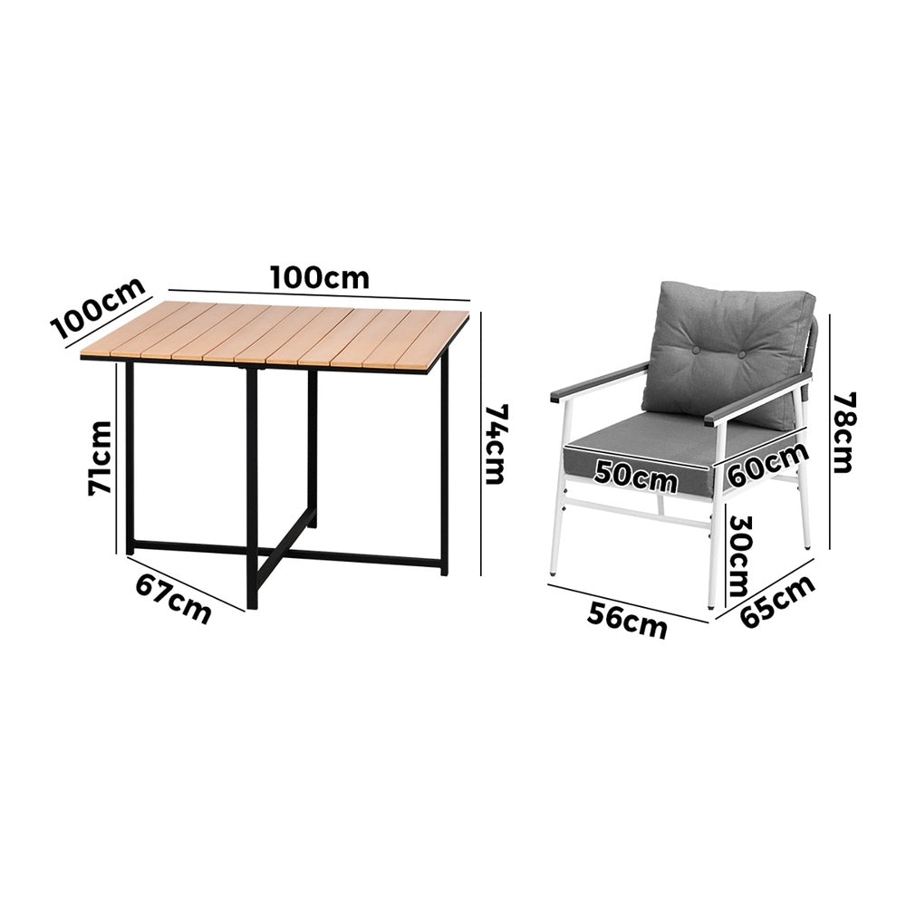 Livsip Outdoor Dining Set Garden Table and Chairs 5PCS