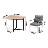 Livsip Outdoor Dining Set Garden Table and Chairs 5PCS - Rear View