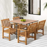 Livsip 4 Seater Outdoor Dining Set Table&Wood Chairs - 45-Degree Angle