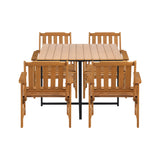 Livsip 4 Seater Outdoor Dining Set Table&Wood Chairs - Front View