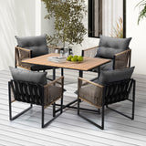 Livsip Outdoor Dining Set Wood-Plastic Table 4 Seater - Close-Up Angle