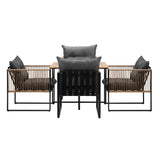 Livsip Outdoor Dining Set Wood-Plastic Table 4 Seater - Front View