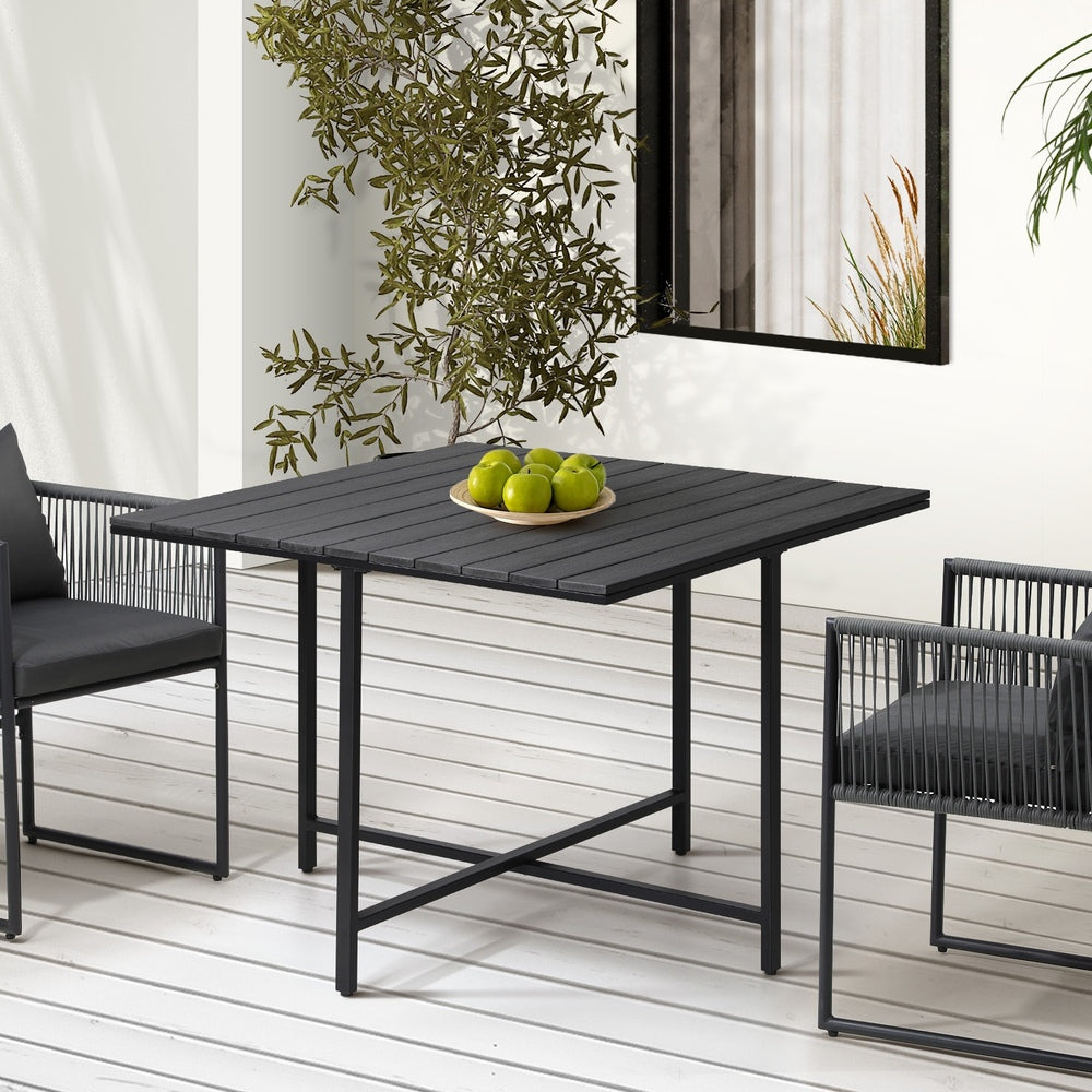Livsip Outdoor Dining Table Black Wood-Plastic