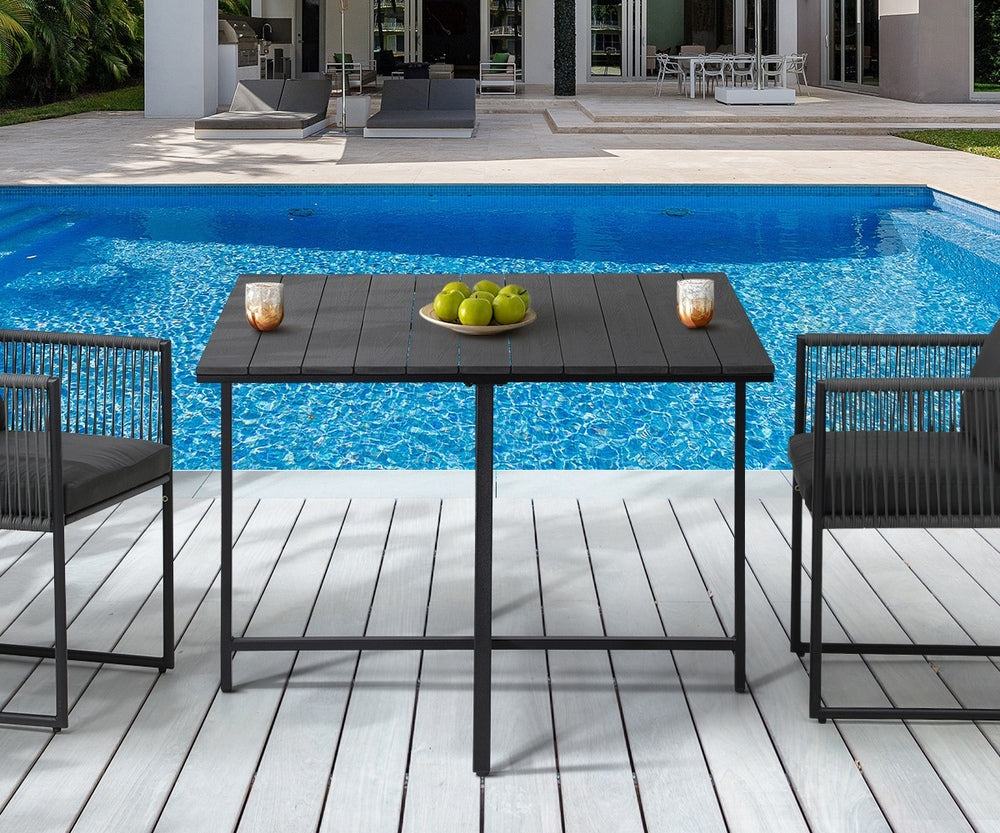 Livsip Outdoor Dining Table Black Wood-Plastic