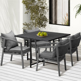 Livsip Outdoor Dining Set Garden Balck Table Setting 4 Seater