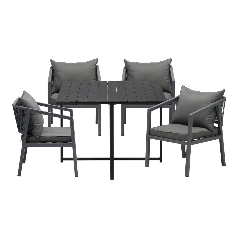 Livsip Outdoor Dining Set Garden Balck Table Setting 4 Seater
