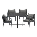 Livsip Outdoor Dining Set Garden Balck Table Setting 4 Seater