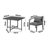 Livsip Outdoor Dining Set Garden Balck Table Setting 4 Seater