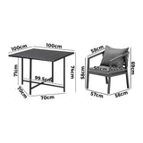 Livsip Outdoor Dining Set Garden Balck Table Setting 4 Seater - Side View