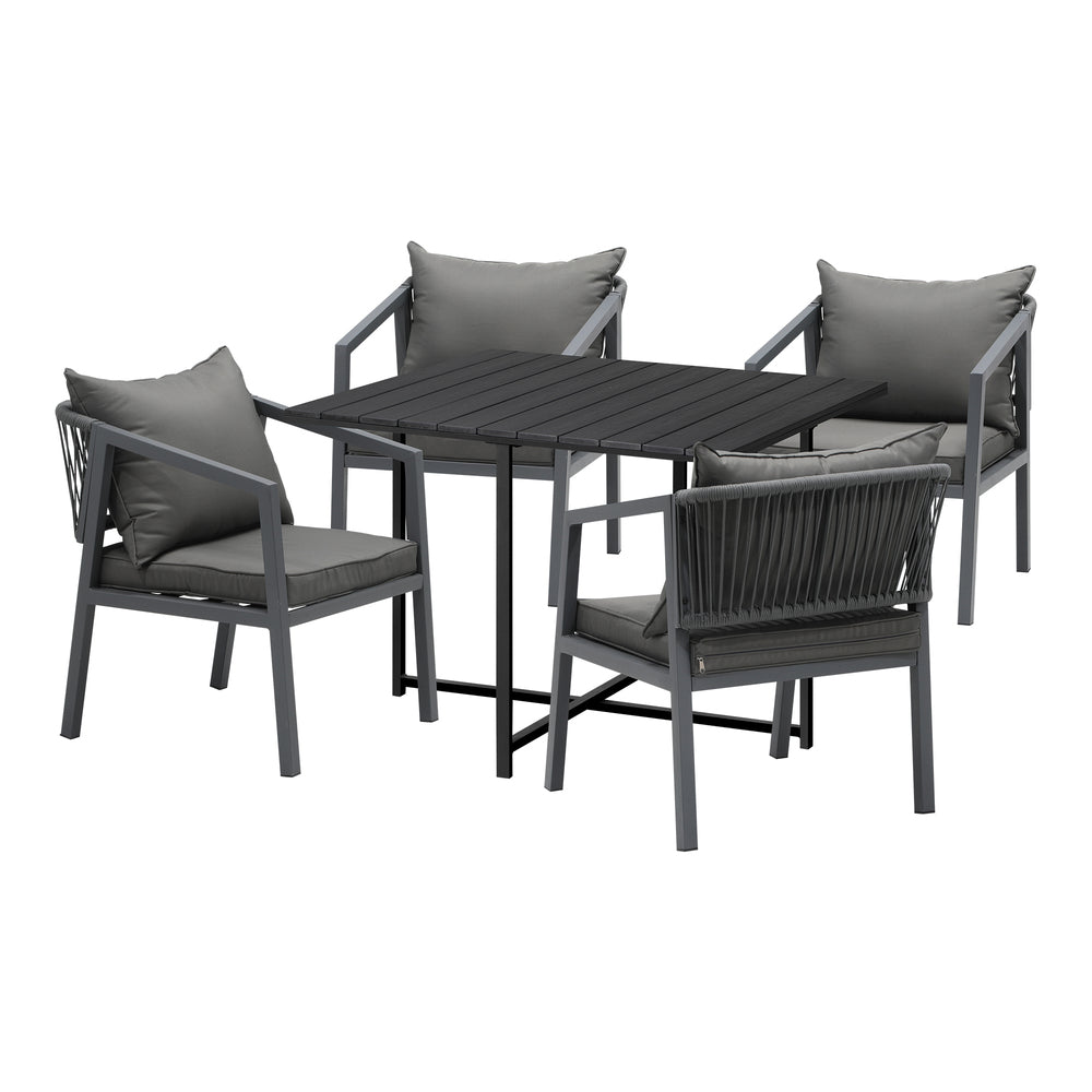Livsip Outdoor Dining Set Garden Balck Table Setting 4 Seater