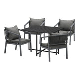 Livsip Outdoor Dining Set Garden Balck Table Setting 4 Seater - Front View