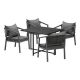 Livsip Outdoor Dining Set Garden Balck Table Setting 4 Seater