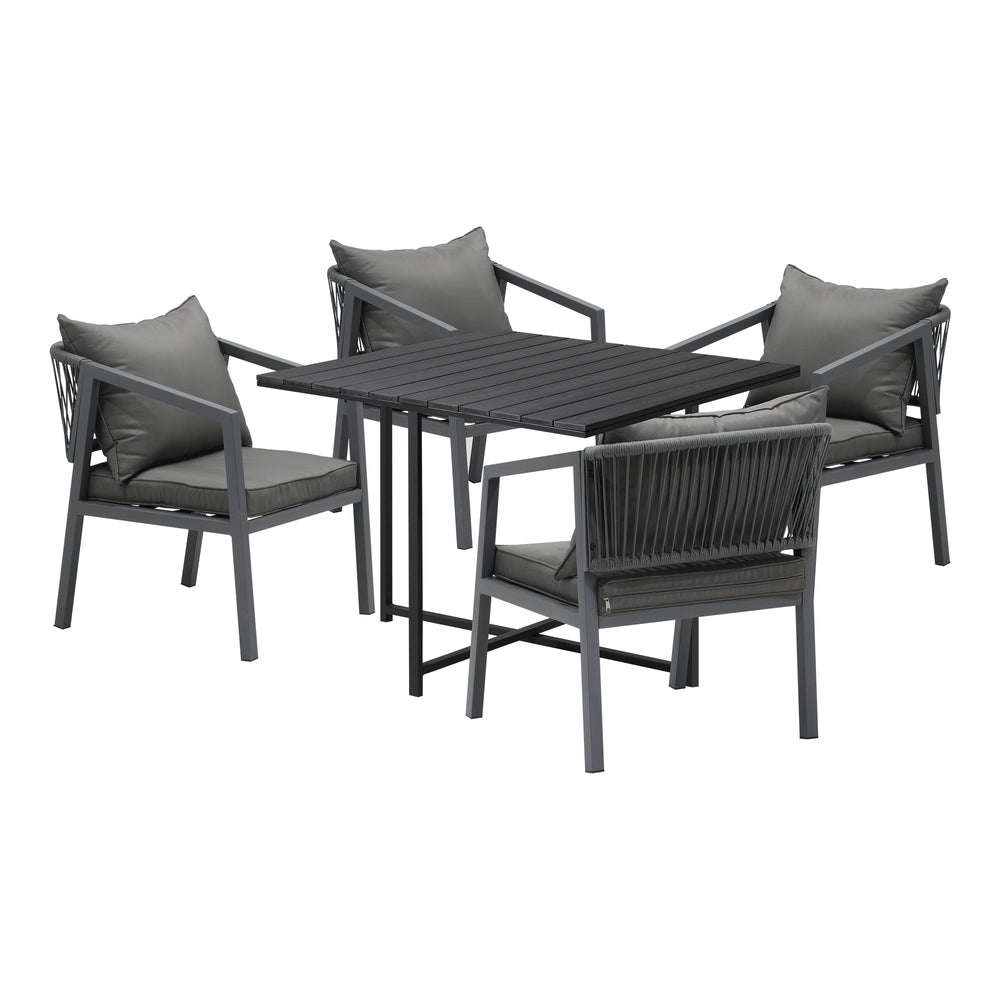 Livsip Outdoor Dining Set Garden Balck Table Setting 4 Seater