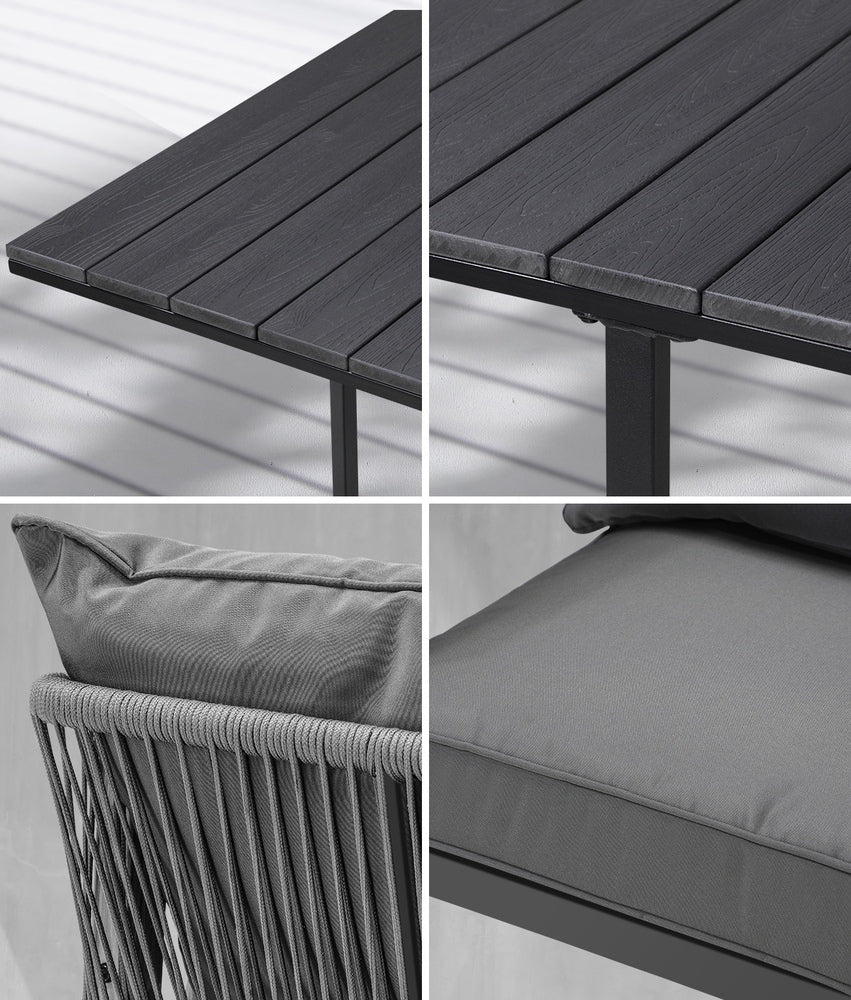 Livsip Outdoor Dining Set Garden Balck Table Setting 4 Seater