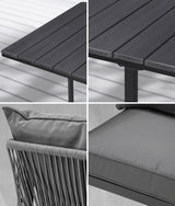 Livsip Outdoor Dining Set Garden Balck Table Setting 4 Seater - Rear View