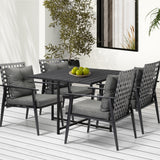 Livsip 5PCS Outdoor Dining Set Black Table and Rattan Chairs