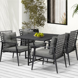 Livsip 5PCS Outdoor Dining Set Black Table and Rattan Chairs - Rear View