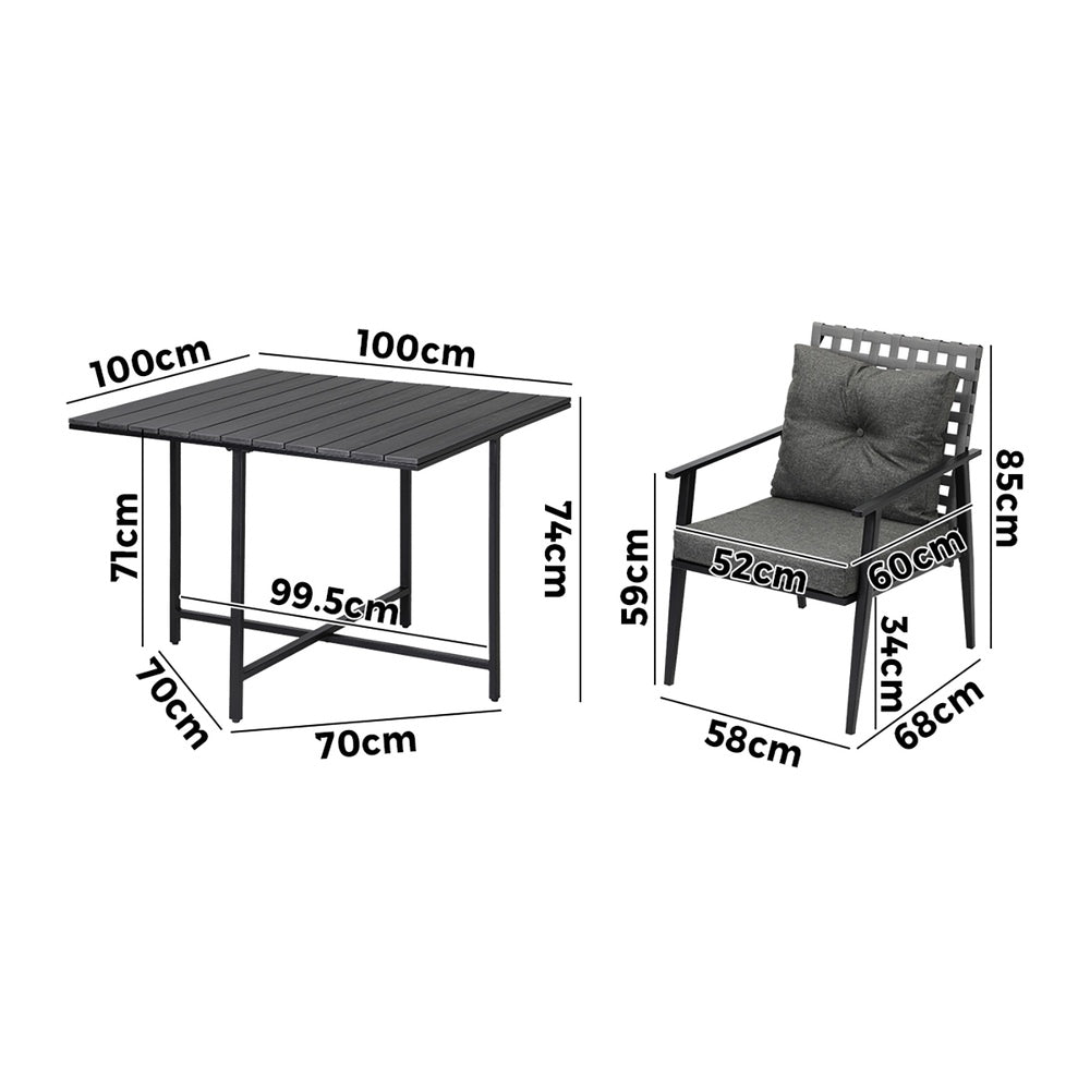 Livsip 5PCS Outdoor Dining Set Black Table and Rattan Chairs