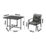 Livsip 5PCS Outdoor Dining Set Black Table and Rattan Chairs - 45-Degree Angle