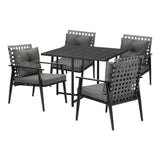 Livsip 5PCS Outdoor Dining Set Black Table and Rattan Chairs - Side View