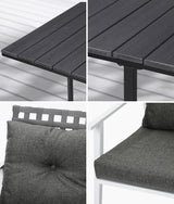 Livsip Outdoor Dining Set Balck Table Rattan White Chairs 5PC