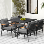 Livsip Outdoor Dining Set Garden Black Table and Chairs 4 Seater
