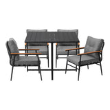 Livsip Outdoor Dining Set Garden Black Table and Chairs 4 Seater - Top-Down View