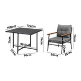 Livsip Outdoor Dining Set Garden Black Table and Chairs 4 Seater