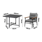 Livsip Outdoor Dining Set Garden Black Table and Chairs 4 Seater - Close-Up Angle