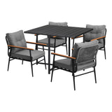 Livsip Outdoor Dining Set Garden Black Table and Chairs 4 Seater - 45-Degree Angle