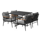 Livsip Outdoor Dining Set Garden Black Table and Chairs 4 Seater - Low Angle