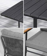 Livsip Outdoor Dining Set Garden Black Table and Chairs 4 Seater - Front View