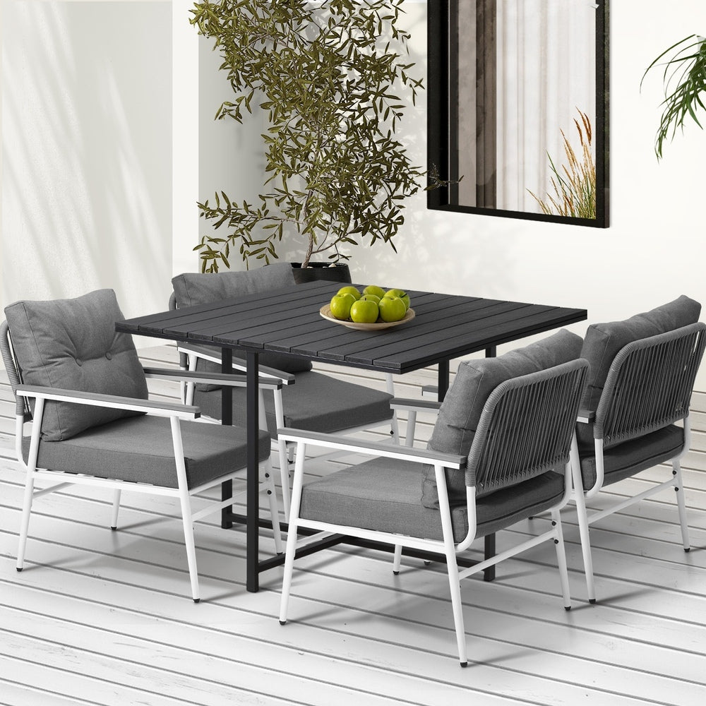 Livsip Outdoor Dining Set Black Table and Chairs 5PCS