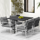 Livsip Outdoor Dining Set Black Table and Chairs 5PCS - Front View