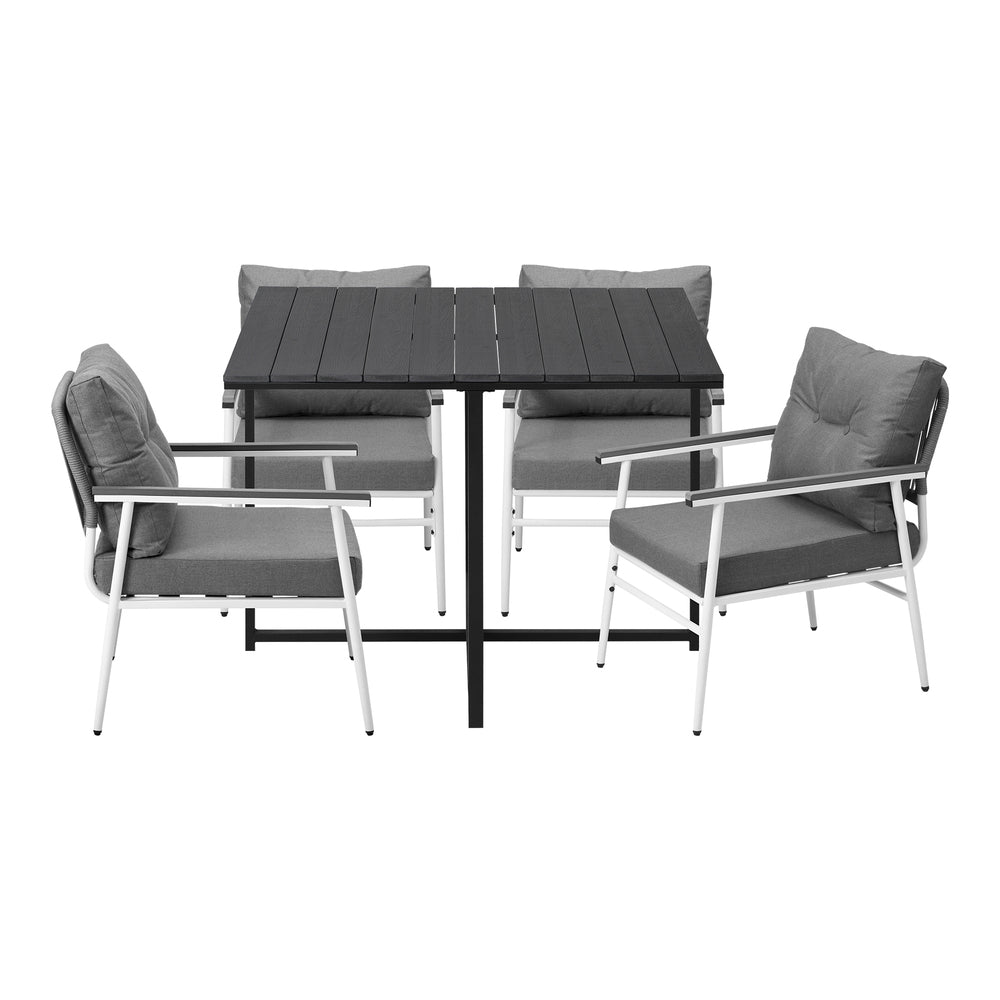 Livsip Outdoor Dining Set Black Table and Chairs 5PCS