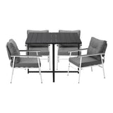 Livsip Outdoor Dining Set Black Table and Chairs 5PCS - Close-Up Angle