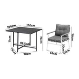 Livsip Outdoor Dining Set Black Table and Chairs 5PCS