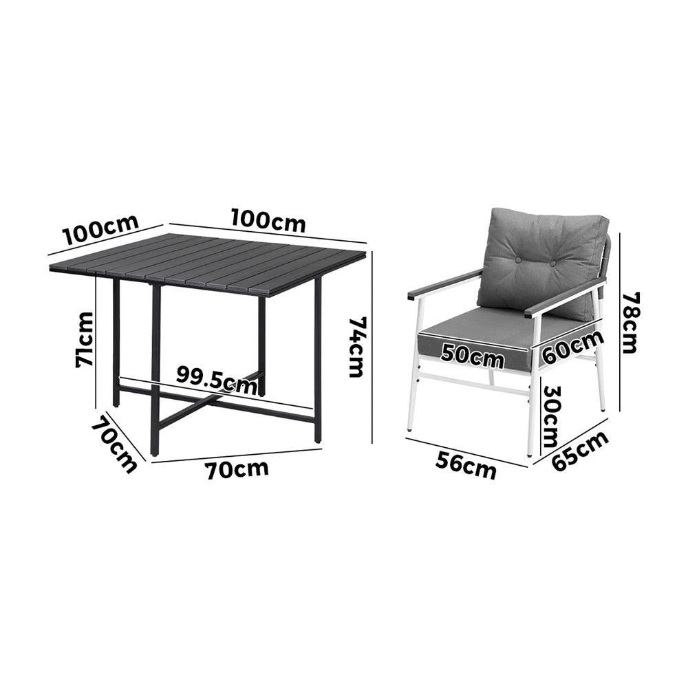 Livsip Outdoor Dining Set Black Table and Chairs 5PCS